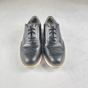 Cole Haan Womens Black Leather Wingtip Oxford Shoes Original Grand Size 7B
